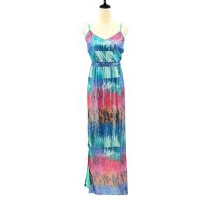 L&B Lucky & Blessed NWT Multicolor Ombre Sparkle Mermaidcore Maxi Dress